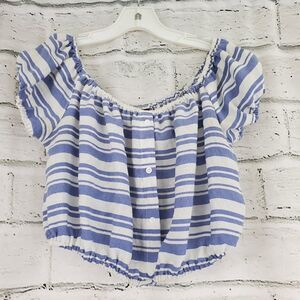 Swell striped short sleeve crop top shirt